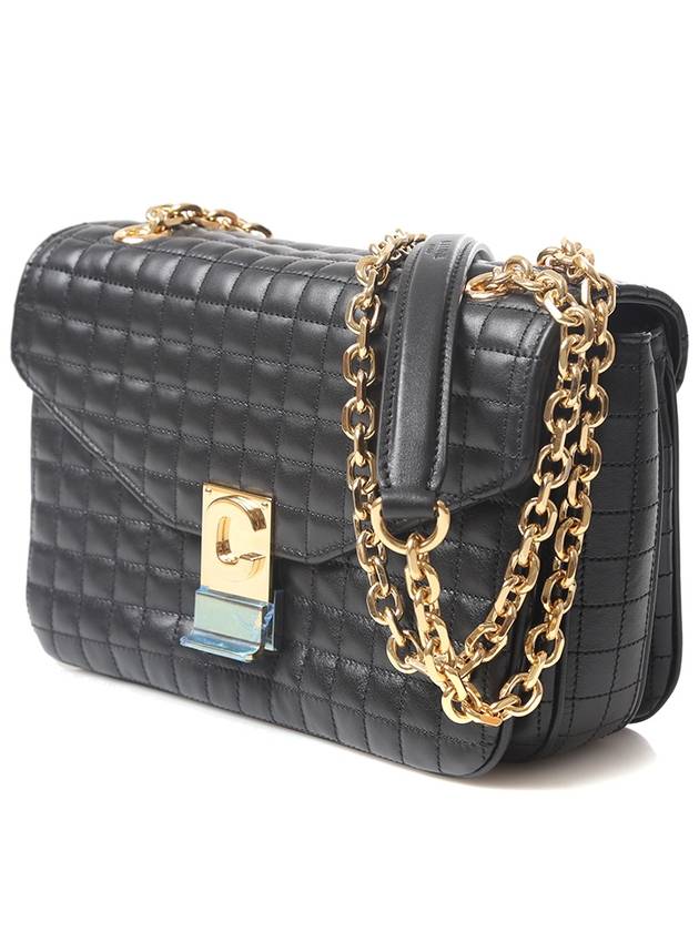 CELINE Quilted C Medium Shoulder Bag Black