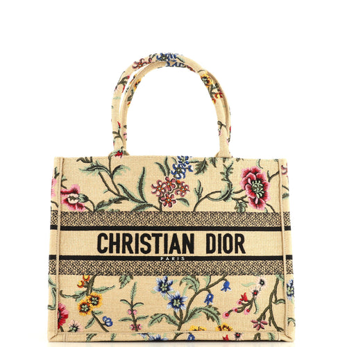 Dior Book Tote Embroidered Raffia Medium