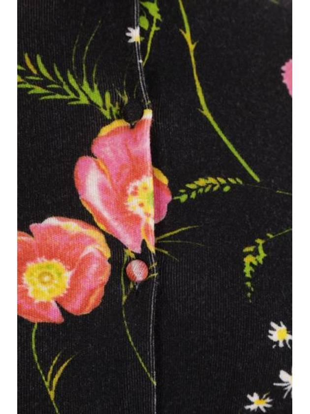 Balenciaga N26 women's knitted sweater Poppy print wool cropped cardigan