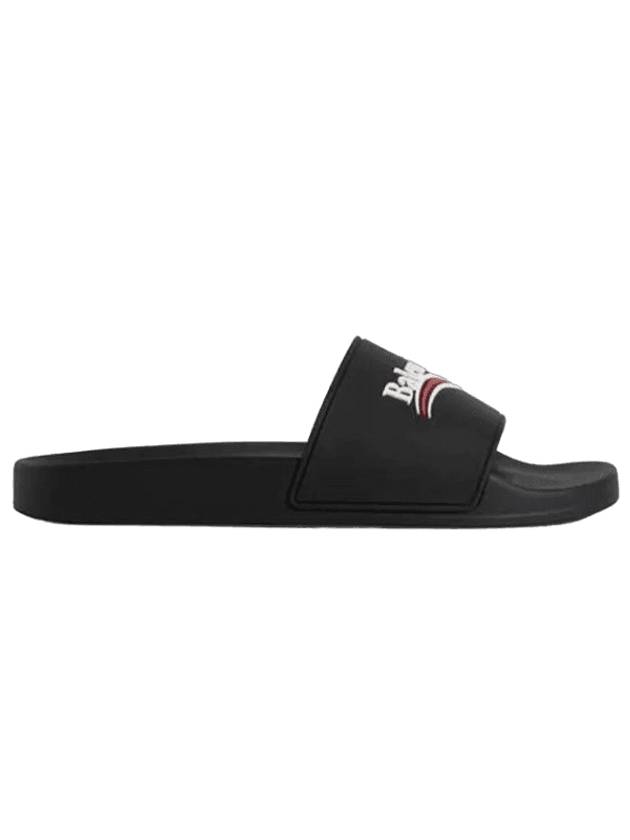 Balenciaga Political Campaign Logo Rubber Slippers Black