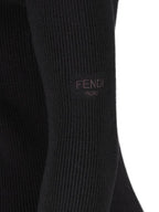 Fendi Long Sleeve Hooded Wool Silk Short Dress Black