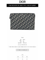 Oblique Jacquard Strap Clutch Bag Navy Dior