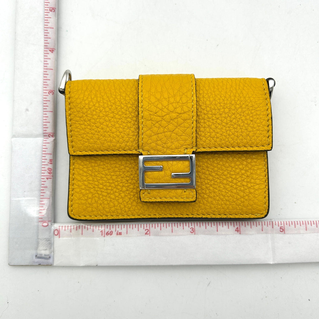 Flat baguette leather crossbody bag Fendi Yellow in Leather fe4435dd