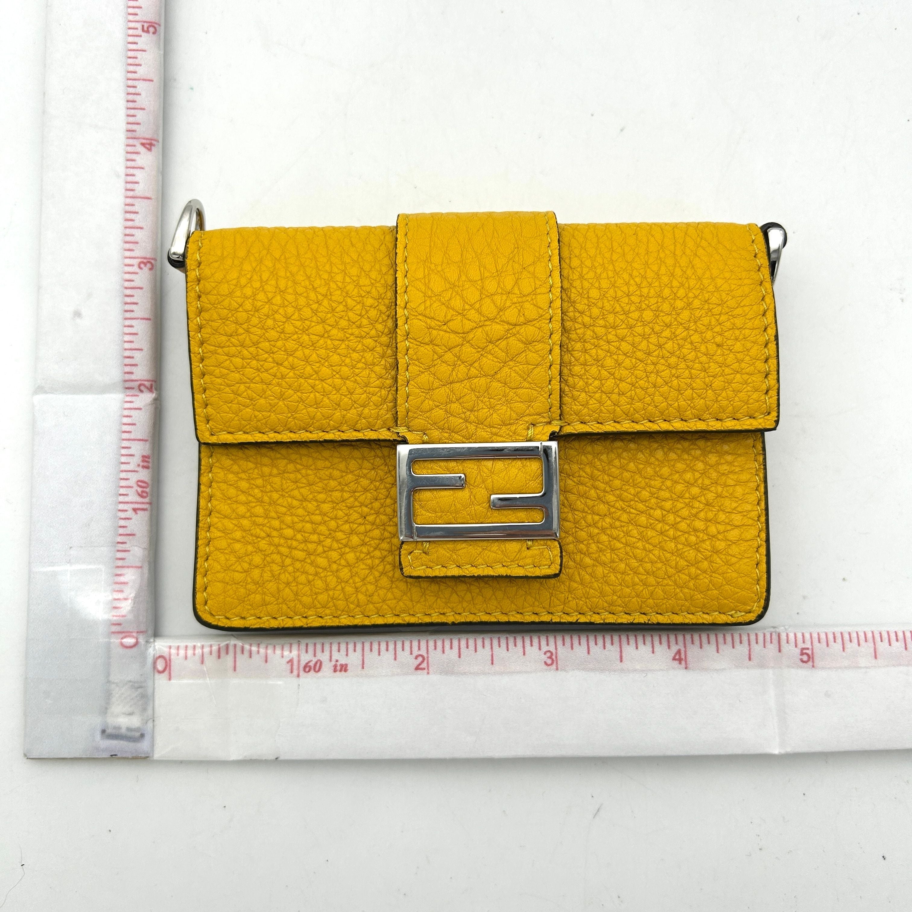 Flat baguette leather crossbody bag Fendi Yellow in Leather fe4435dd