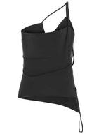 Balenciaga Women's Stretch Nylon One Shoulder Sleeveless Black