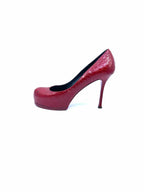 YVES SAINT LAURENT Size 9.5 Red Leather Pumps