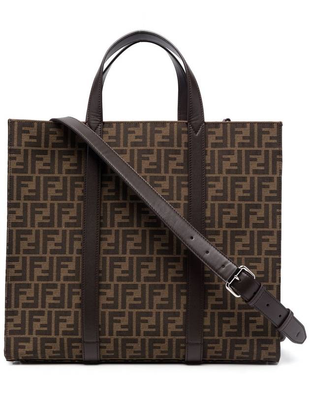Fendi FF Jacquard Fabric Shopper Tote Bag Brown