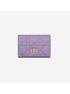Caro XS Supple Cannage Calfskin Card Wallet Lilac Dior
