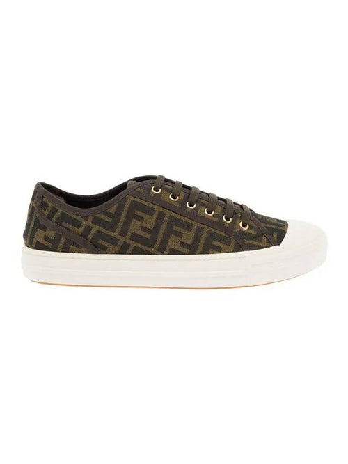 Fendi FF Motif Jacquard Low-Top Sneakers Brown