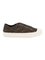 Fendi FF Motif Jacquard Low-Top Sneakers Brown