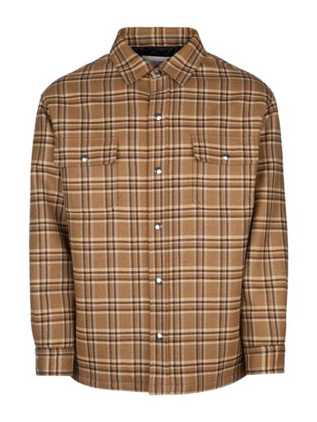 CELINE Check Overshirt Jacket Camel