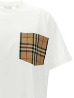 Burberry Check Pocket Crew Neck Cotton Short Sleeve T-Shirt White