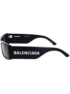 Balenciaga Eyewear Logo Print Rectangular Frame Sunglasses Black