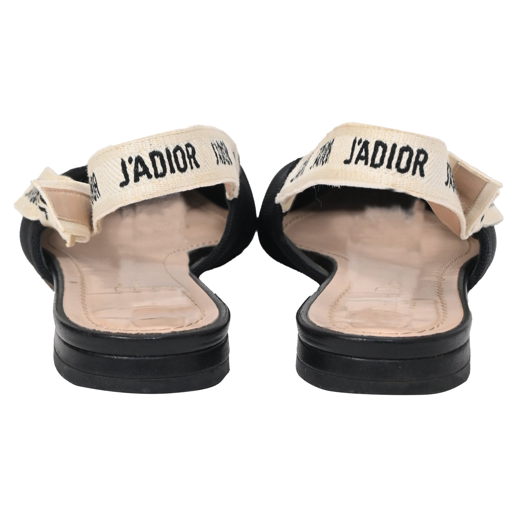 Dior J'adior Slingback Flats in Black Cotton