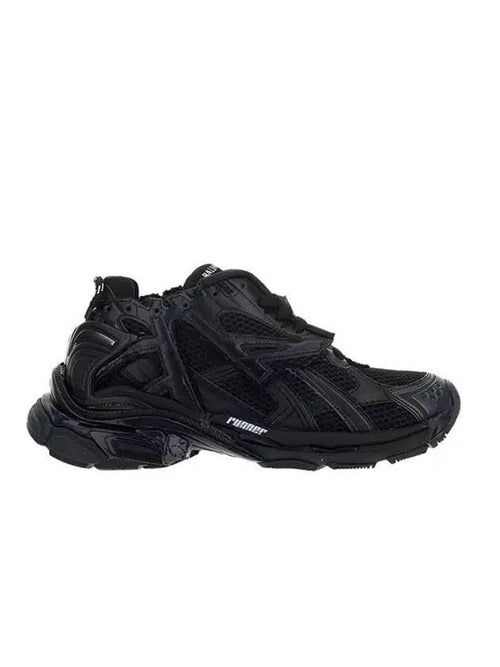 Balenciaga Fake Leather Mesh Runner Sneakers Black