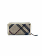 BURBERRY Continental Beige Canvas Plaid Wallet