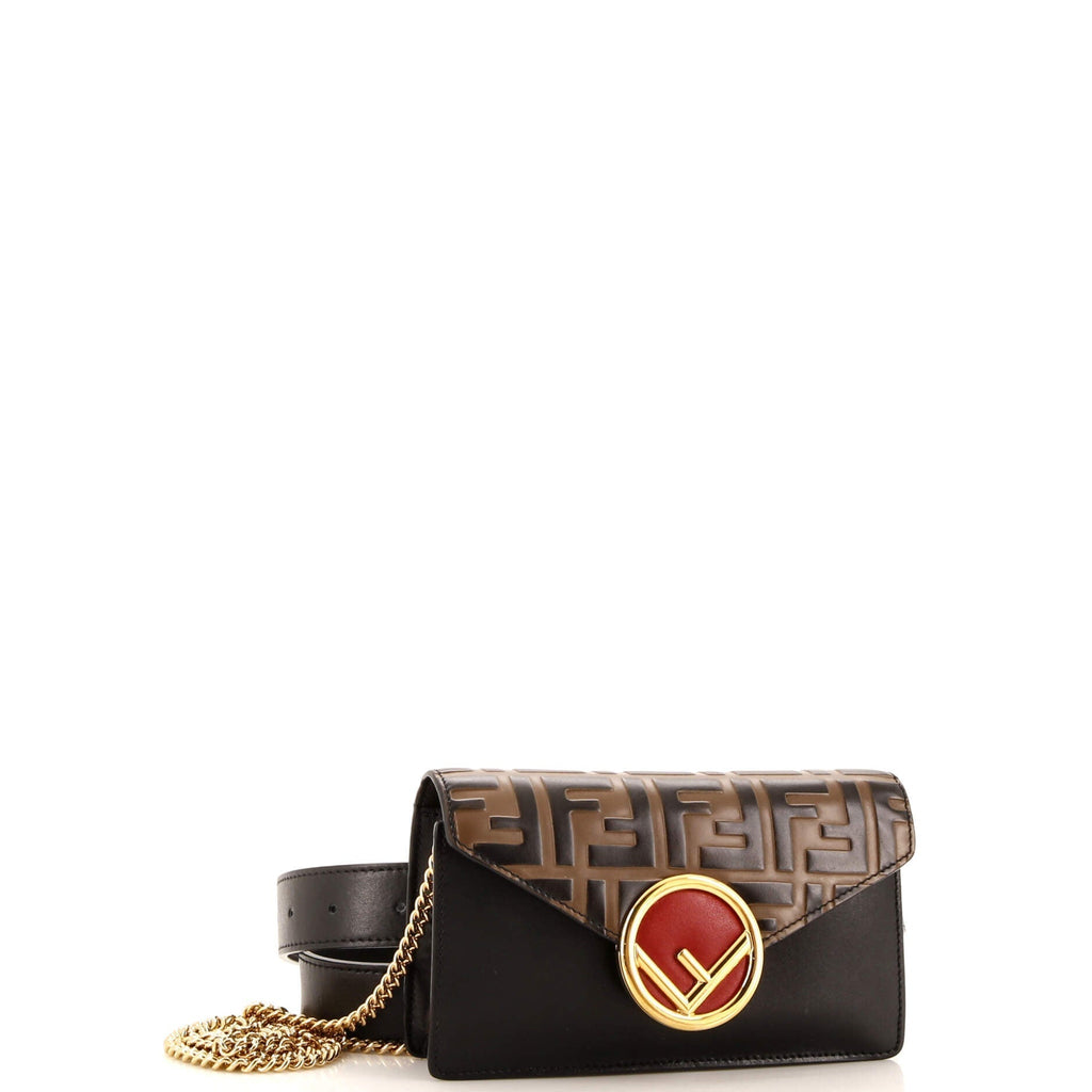 F is Fendi Convertible Belt Bag Leather with Zucca Embossed Detail