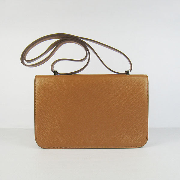 Hermes Calf Leather Message Bag H020 Light Coffee Silver
