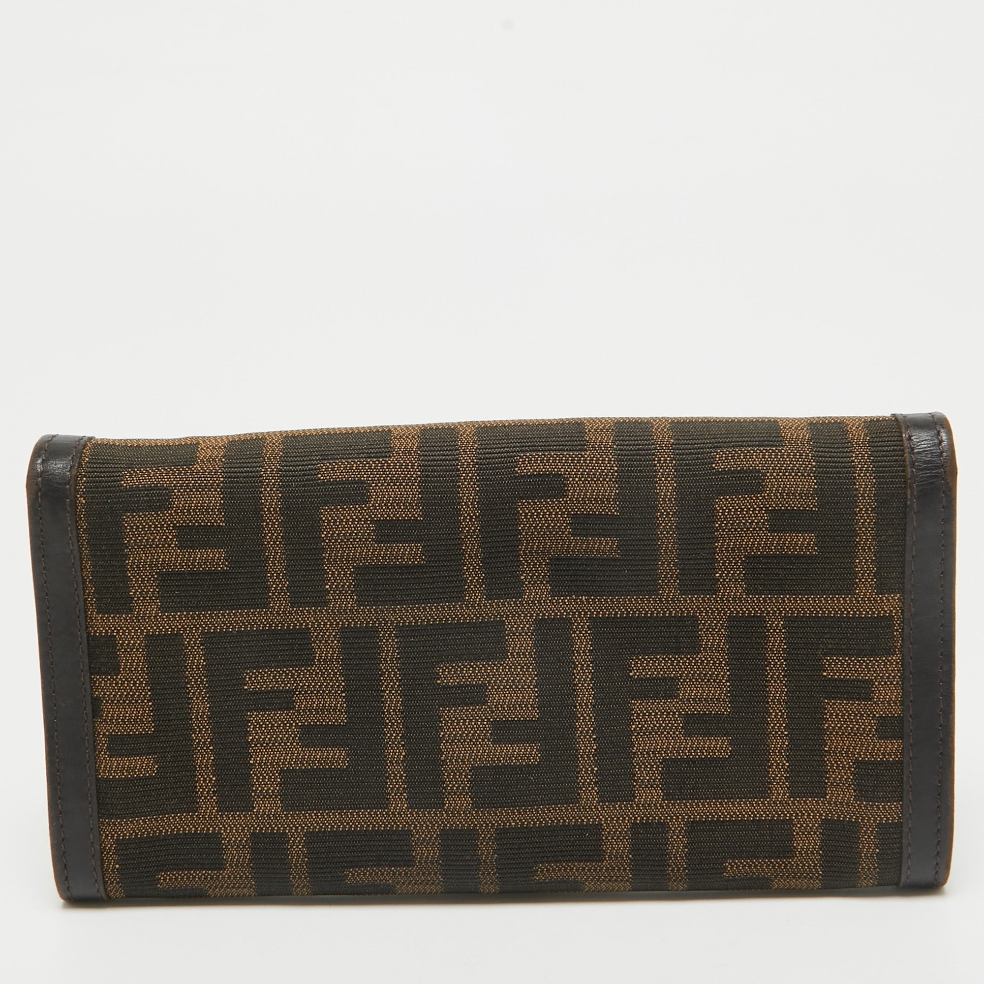 Fendi Zucca Canvas And Leather Flap Continental Wallet