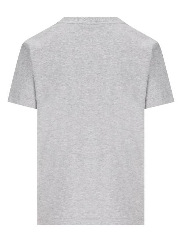 Fendi Lettering Embroidered Short Sleeve Cotton T-Shirt Grey