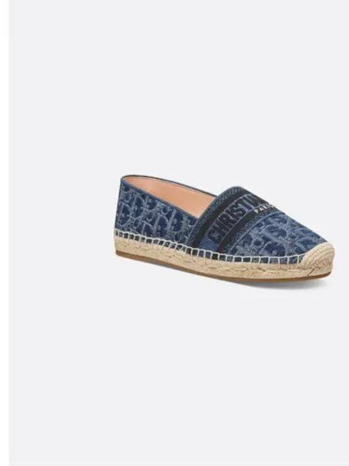 Stonewashed-Effect Cotton Espadrille Shoes Blue Dior