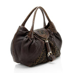 Fendi Zucca Tortuga Leather Spy Satchel