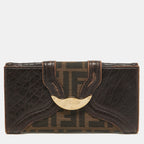 Fendi Zucca Canvas And Leather Spy Continental Wallet