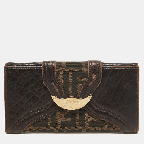Fendi Zucca Canvas And Leather Spy Continental Wallet