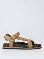 Fendi FF Jacquard Fabric Sandals Brown