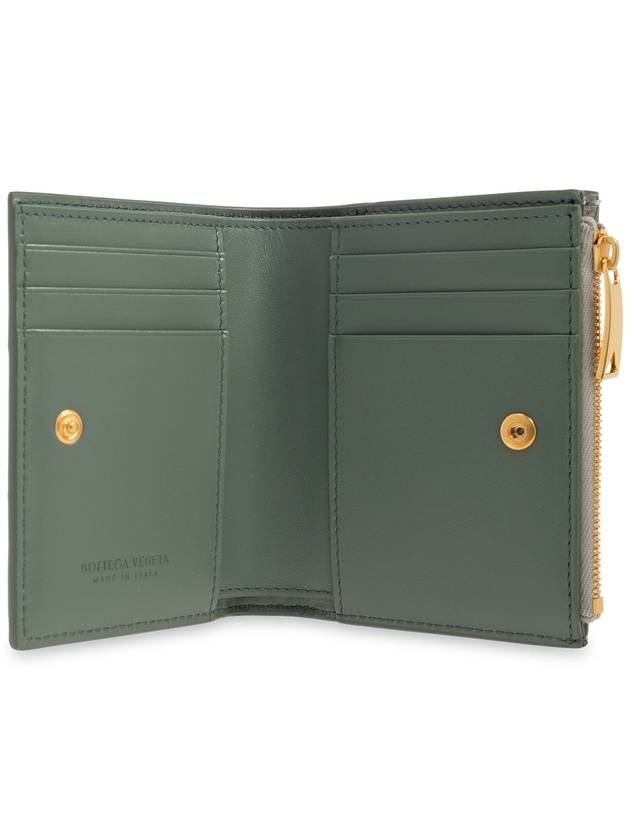 Bottega Veneta Cassette Zipper Small Leather Half Wallet Grey