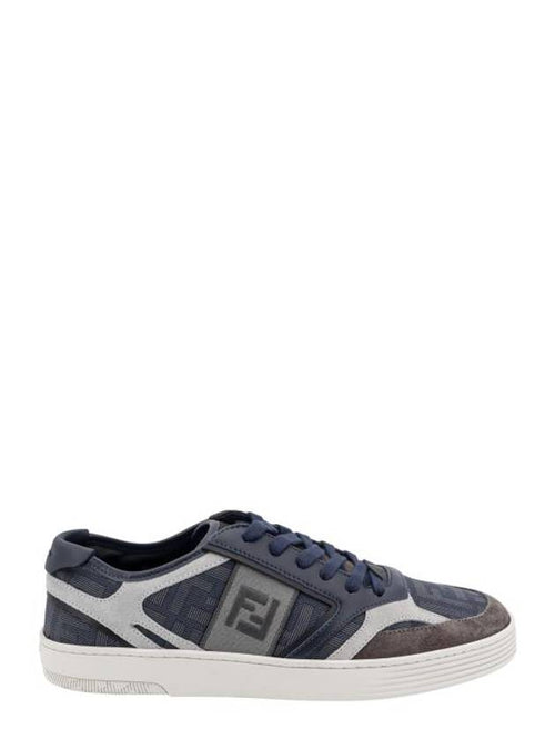 Fendi Step Leather Low Top Sneakers Blue