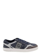 Fendi Step Leather Low Top Sneakers Blue