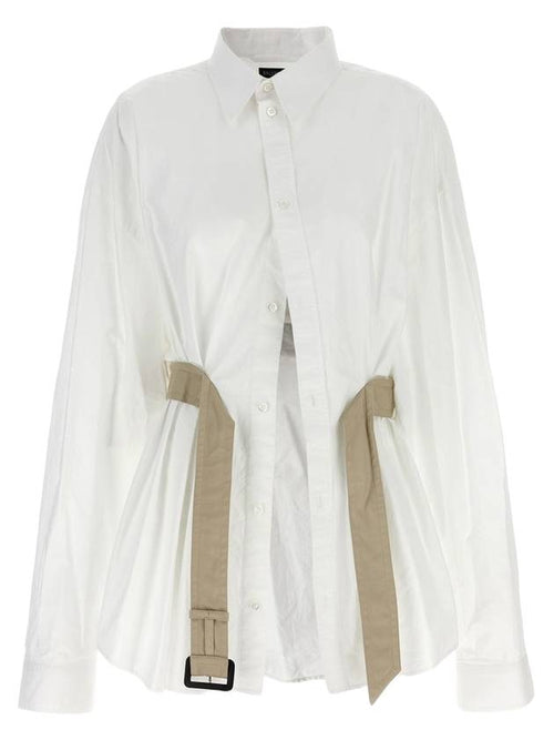 Balenciaga long sleeve belted shirt white