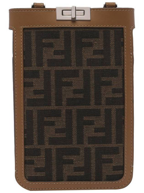 Fendi Peekaboo Phone Case Cross Bag Brown