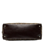 Fendi Zucca Handbag Tote Bag Brown Canvas Leather  Fendi
