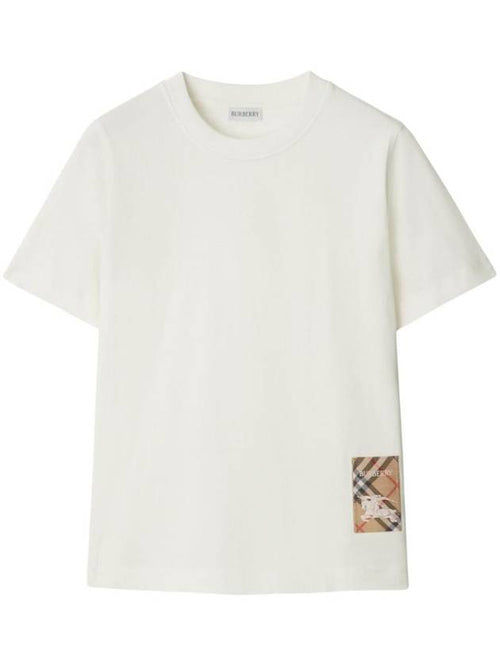 Burberry Check Label Short Sleeve T-Shirt Chalk