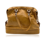 CELINE Yellow Mustard Crinkled Leather Tote Shoulder Bag