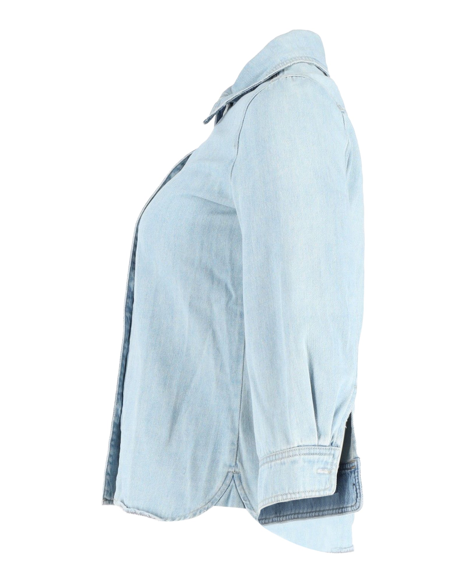 Chloe 3/4 Sleeve Shirt in Light Blue Denim