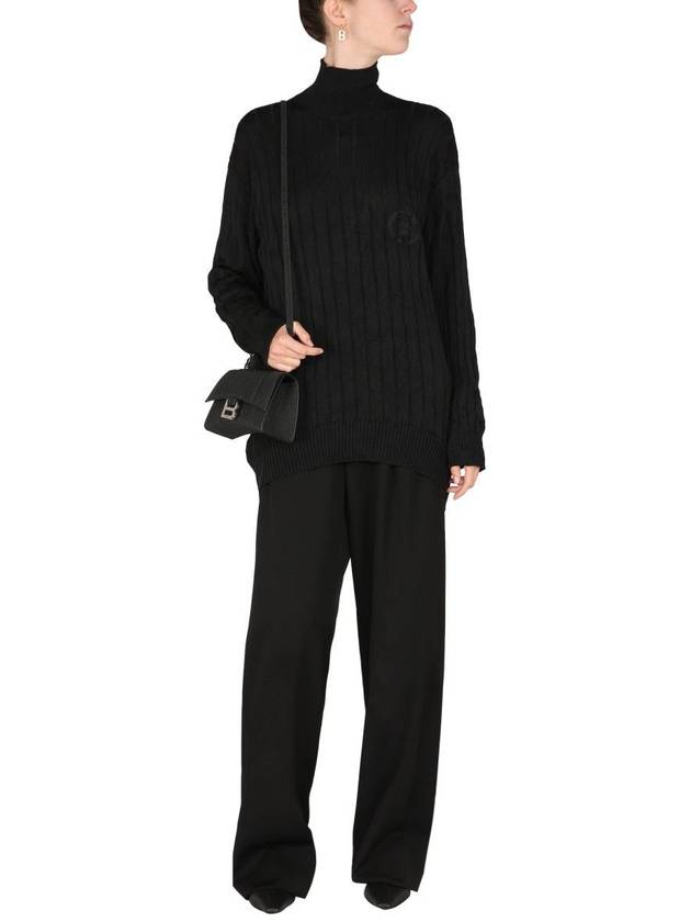 Balenciaga silk oversized turtleneck black