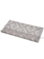 Fendi FF Motif Fringe Cashmere Scarf Light Grey