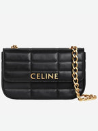 CELINE Monochrome Matelasse Chain Shoulder Bag Black