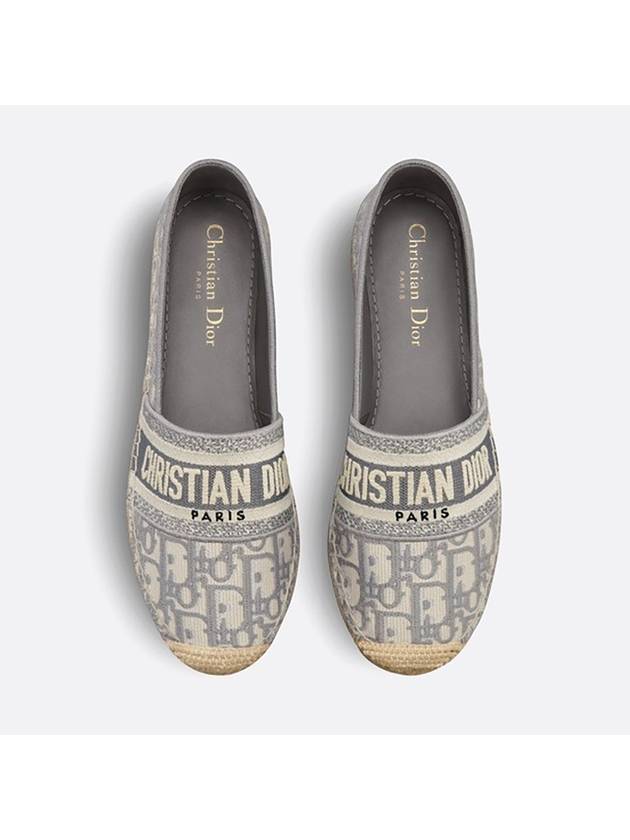 Granville Oblique Embroidered Cotton Espadrilles Grey Dior