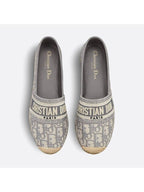 Granville Oblique Embroidered Cotton Espadrilles Grey Dior