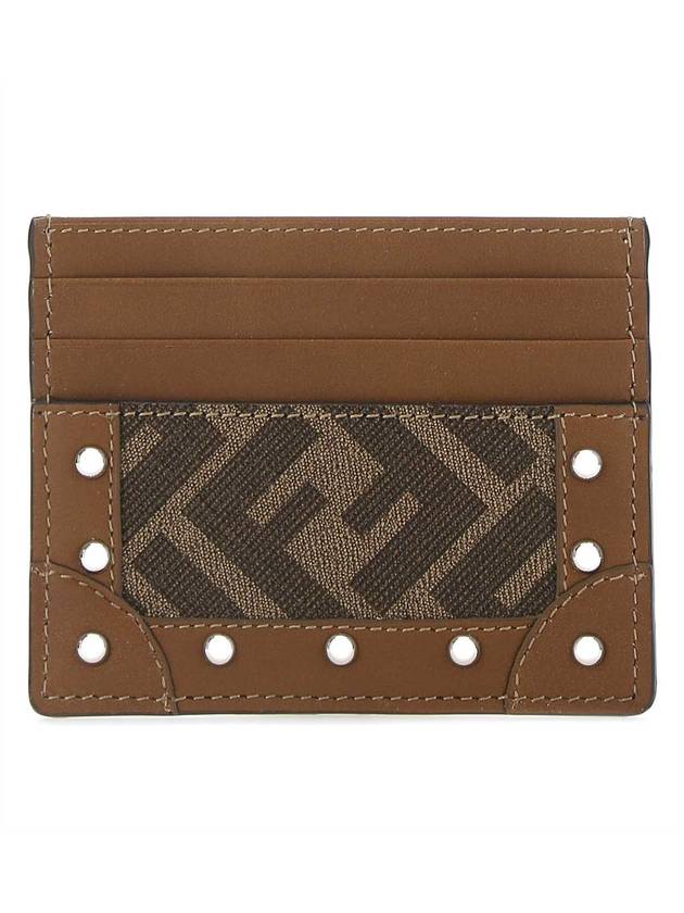 Fendi FF Fabric Studded Flat Card Wallet Brown