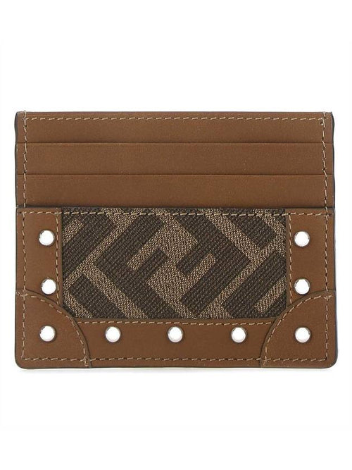 Fendi FF Fabric Studded Flat Card Wallet Brown