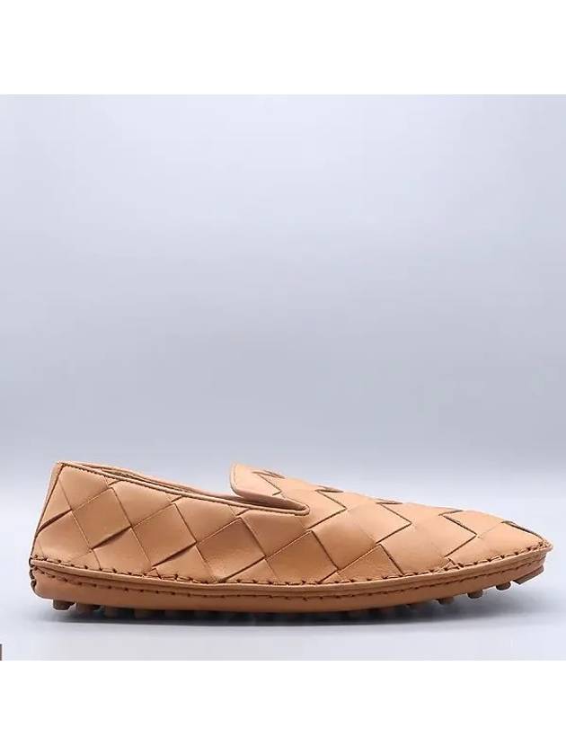 Bottega Veneta 578309 Camel Intrecciato Leather Square Toe Driving Men s Loafers Size 44