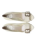 Dior Amazone Peep-Toe Pumps in Cream Leather