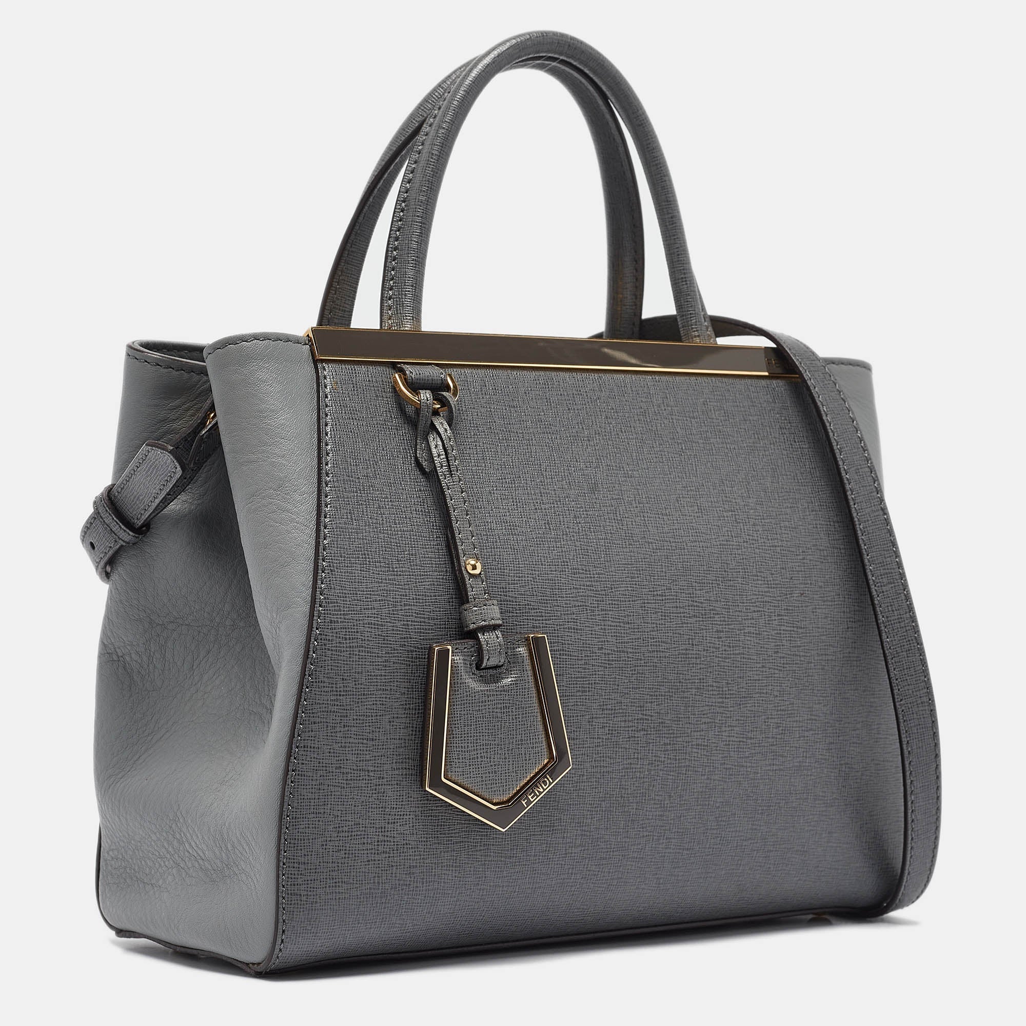 Fendi Grey Leather Petite Sac 2Jours Tote