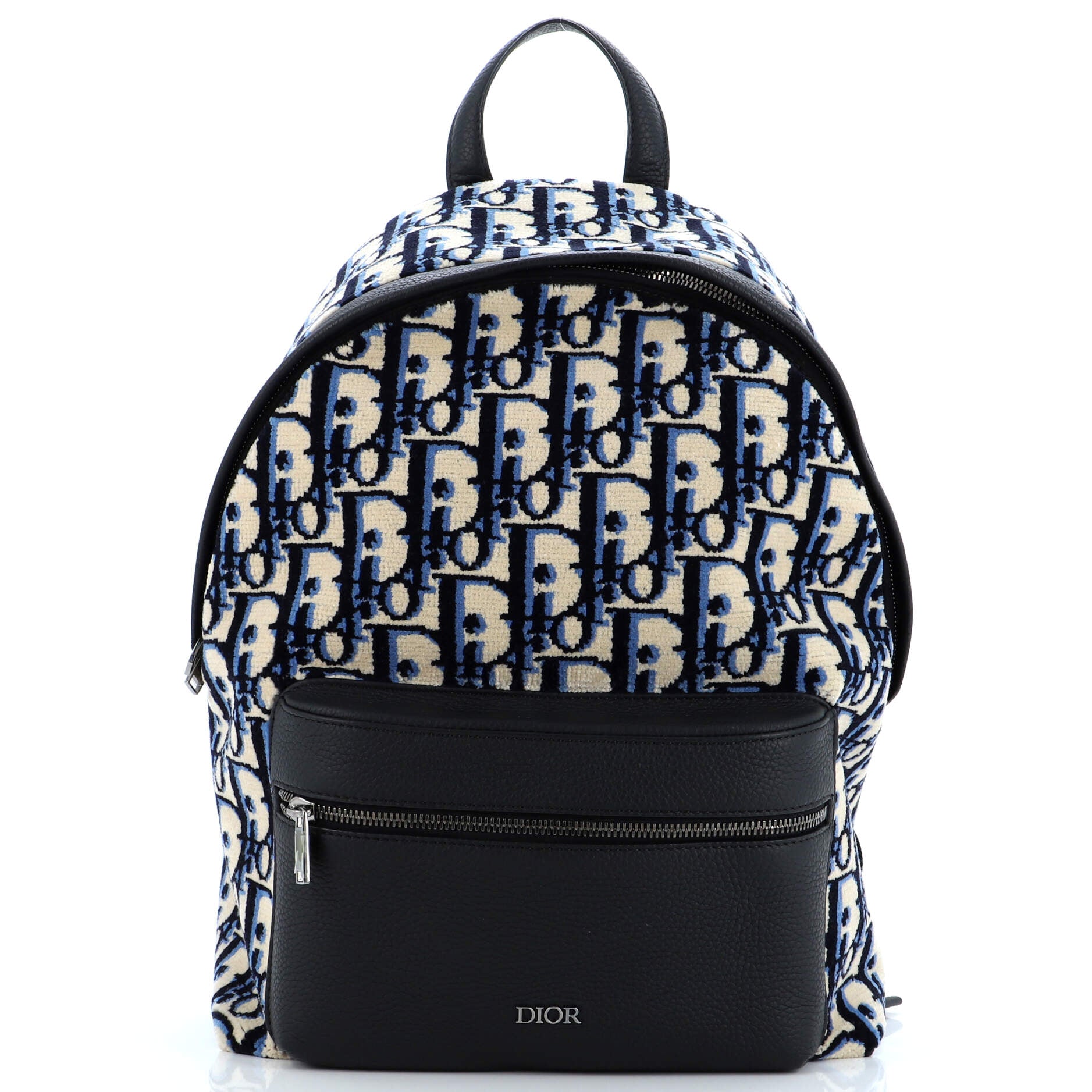 Dior Front Pocket Backpack Oblique Velvet and Leather