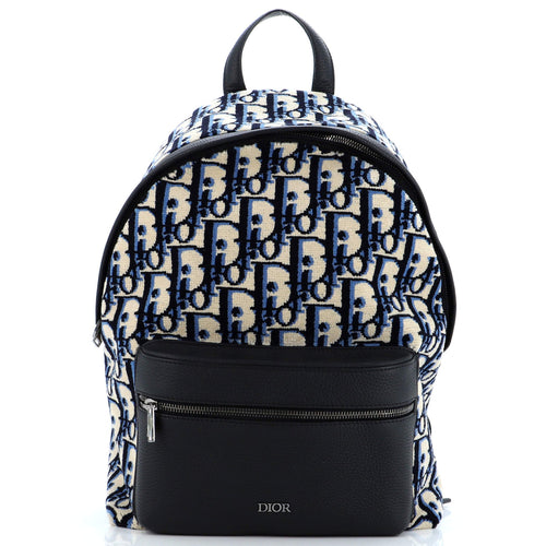 Dior Front Pocket Backpack Oblique Velvet and Leather